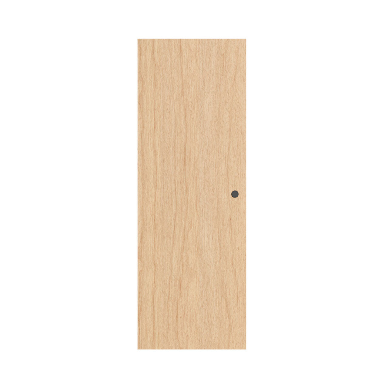 The Go Build 28 in. x 80 in. Unfinished Flush Hardwood Door Slab, Hollow-Core, features a light wood grain and a pre-drilled handle hole, shown against a white background.